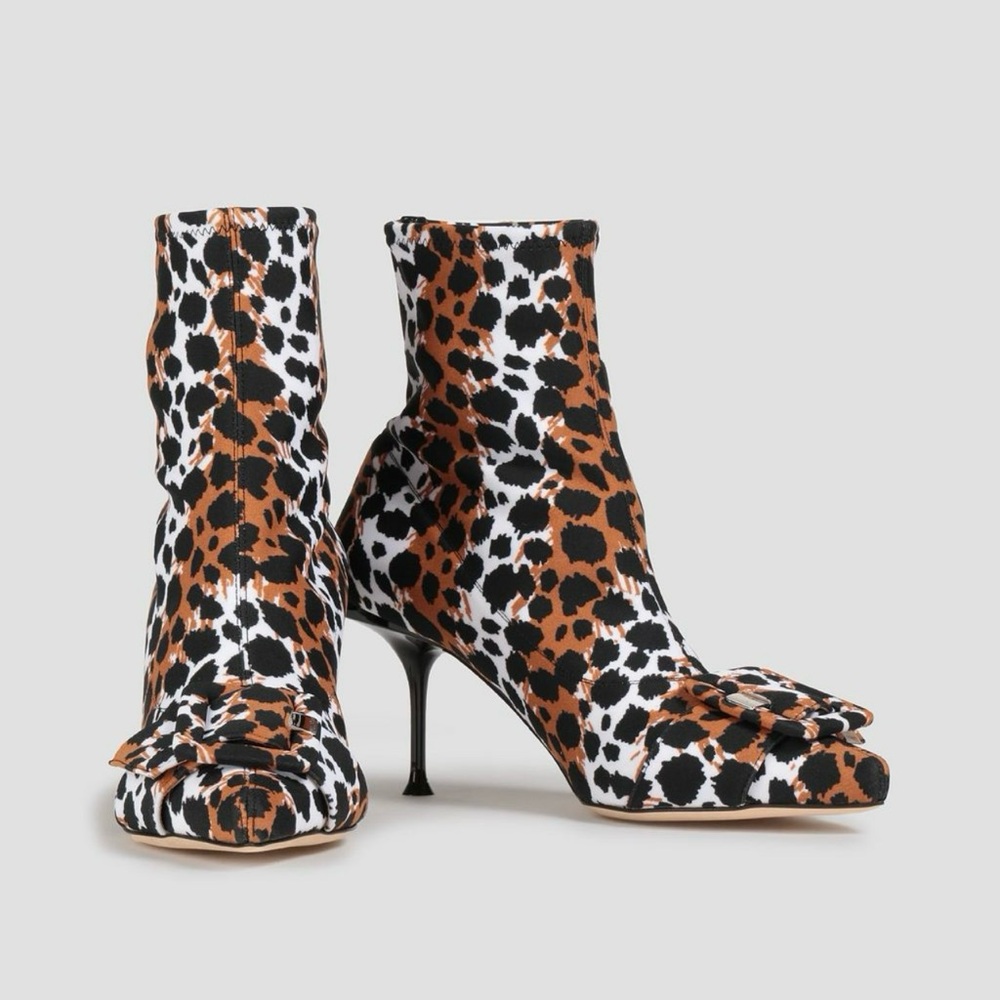 Sergio Rossi Leopard Print Ankle Boots